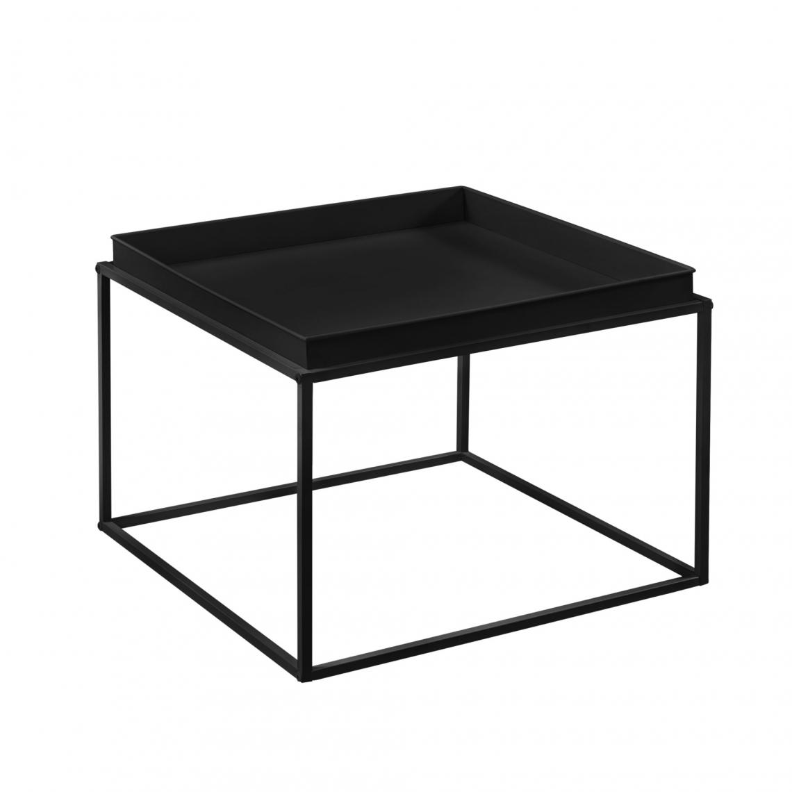 Helloshop26 - Set de 2 tables basses de tailles différents avec plateau amovible en métal noir 03_0003685 - Tables basses