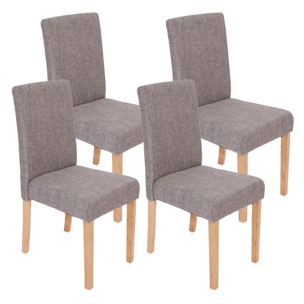 Mendler - Lot de 4 chaises de séjour Littau, tissu gris, pieds clairs - Chaises
