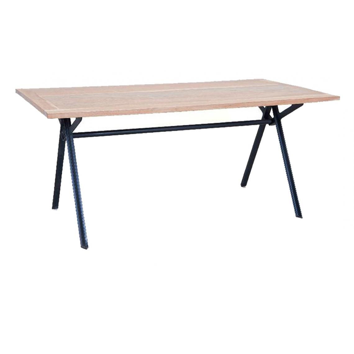 Pegane - Table en Acacia coloris brun/noir, 180 x 90 x 76 cm - Tables à manger