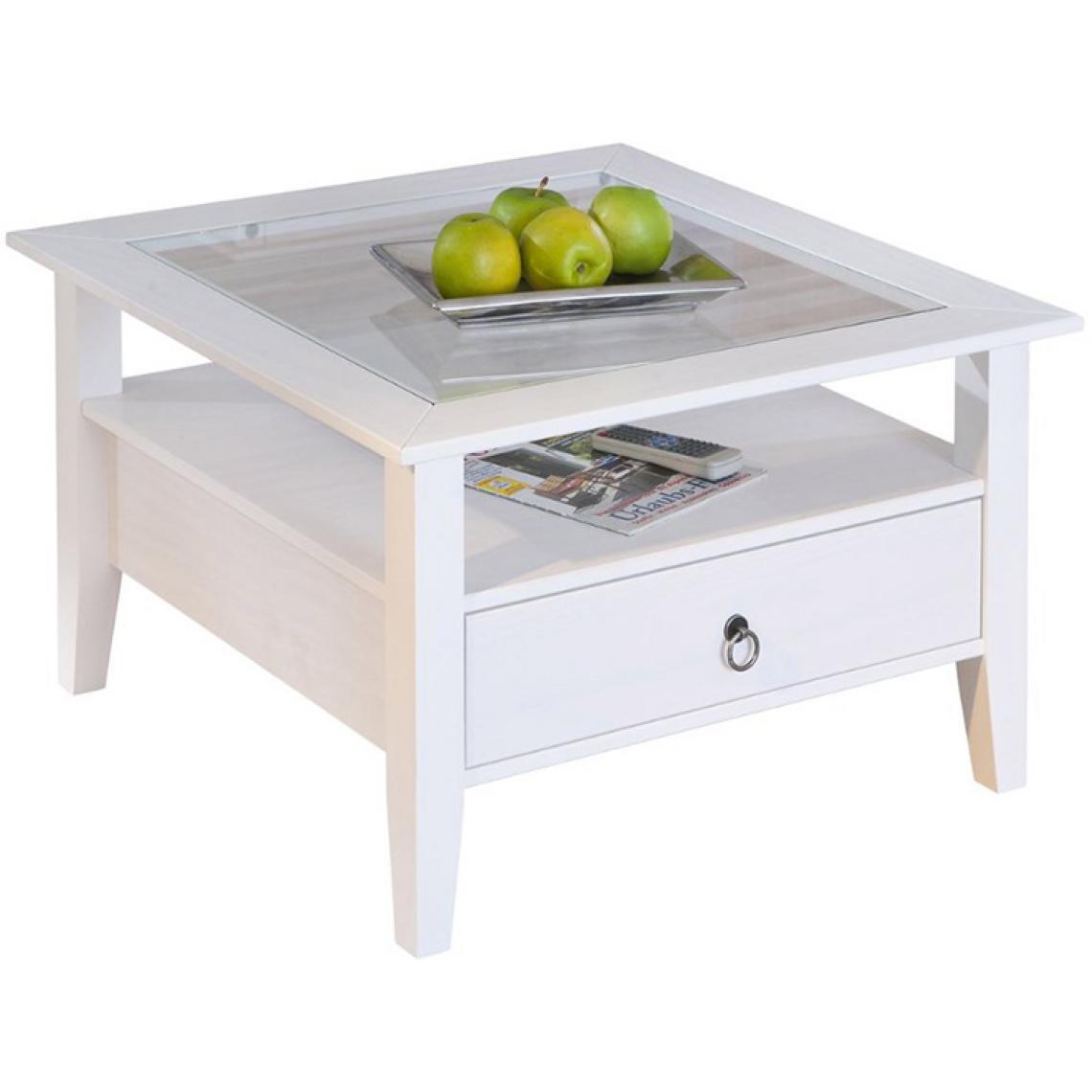 Pegane - Table Basse Provence 1 Blanc, Dim : 75 x 75 x 45 cm - Tables basses