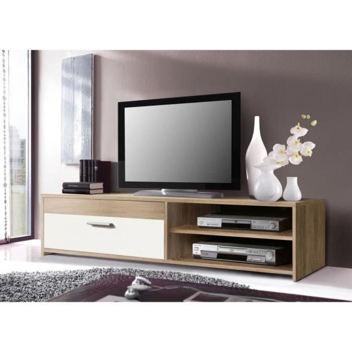 Cstore - CSTORE - pilvi meuble tv - chêne et blanc - l 120 cm - Meubles TV, Hi-Fi