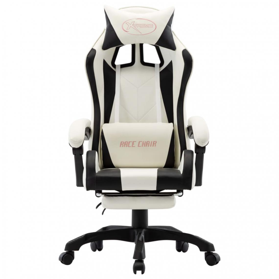 Icaverne - Icaverne - Chaises de bureau famille Fauteuil de jeux vidéo et repose-pied Noir et blanc Similicuir - Chaises