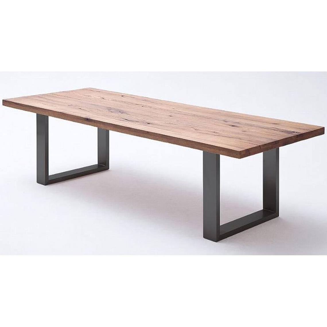 Pegane - Table à manger en chêne massif bassano/anthracite - L.180 x H.76 x P.100 cm -PEGANE- - Tables à manger