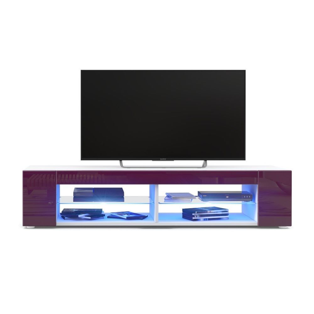 Mpc - Meuble Tv blanc mat Façades en mûre laquées led Bleu - Meubles TV, Hi-Fi