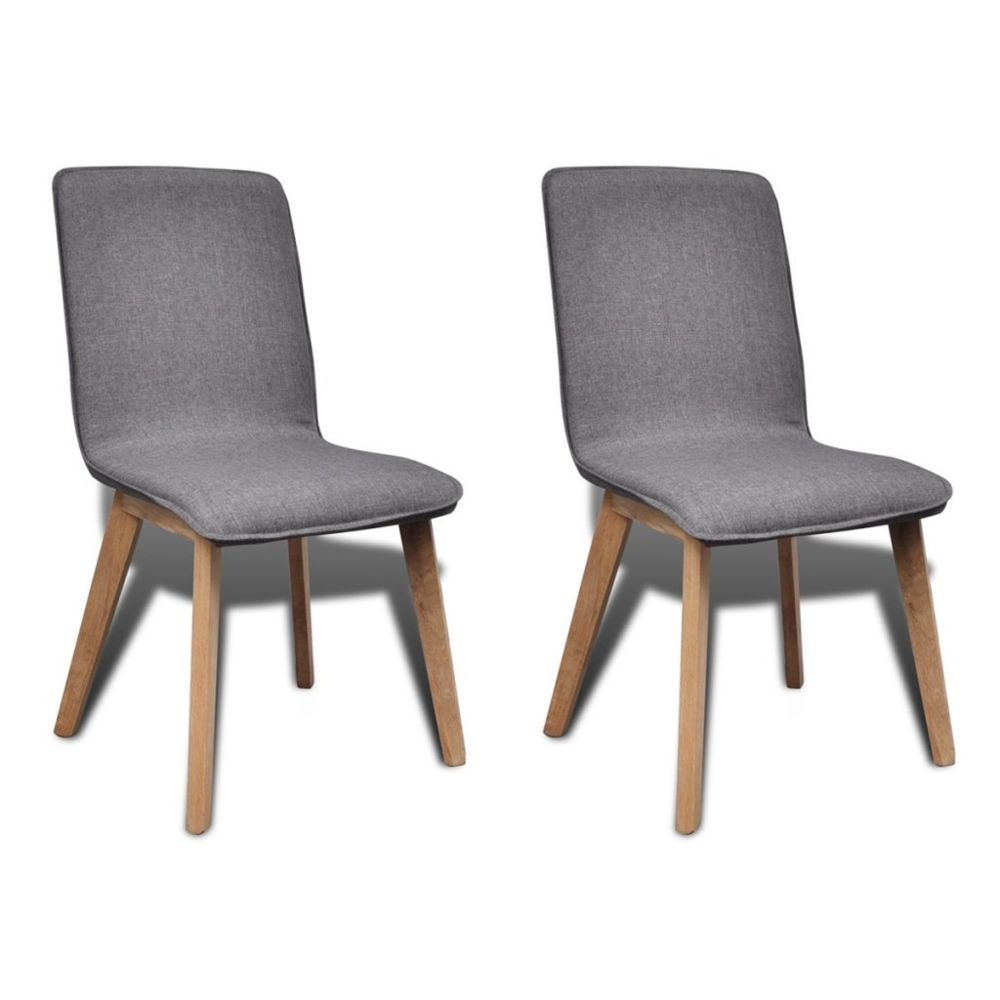 Helloshop26 - Lot de 2 chaises de salle à manger avec accoudoir en chêne en tissu gris foncé 1902064 - Chaises