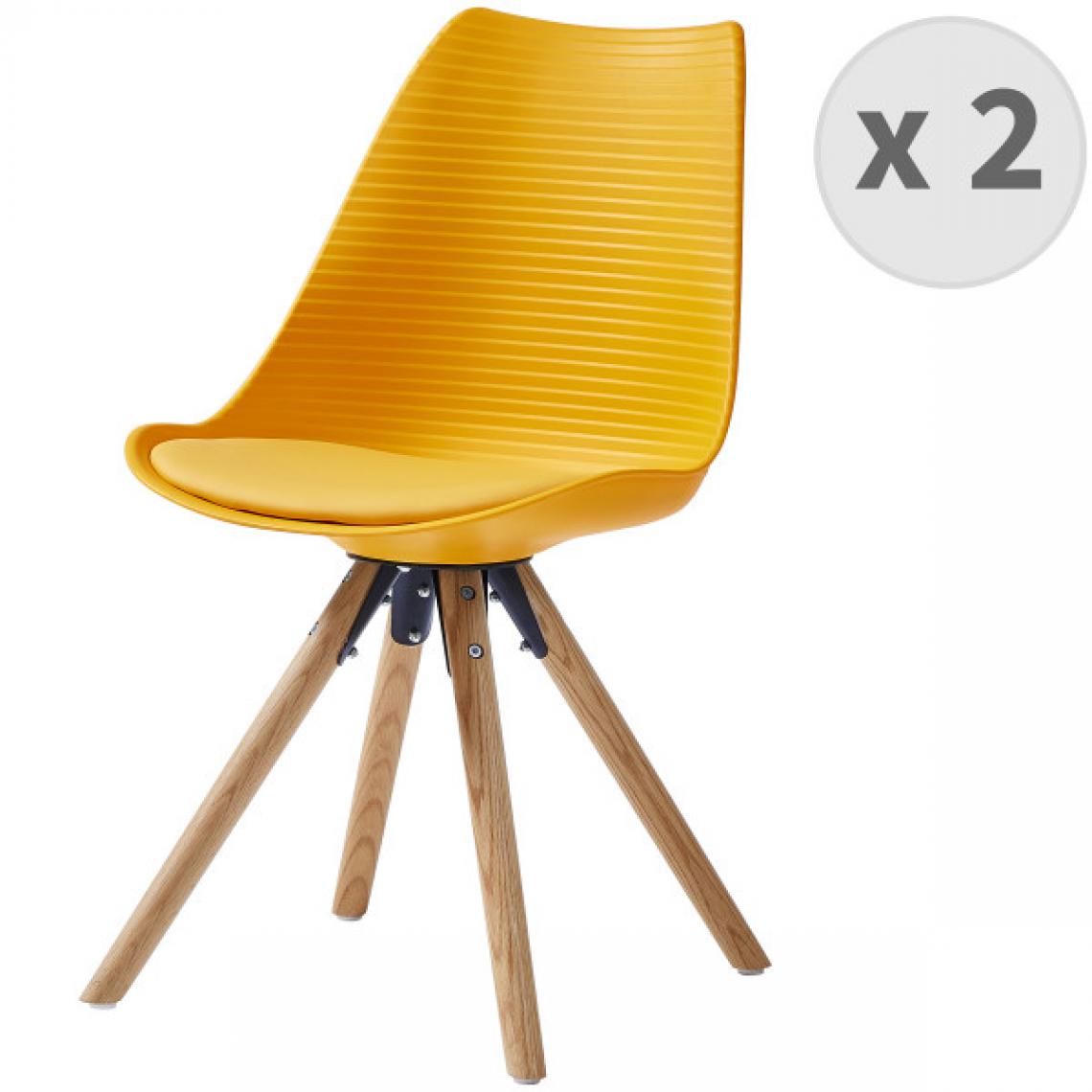 Moloo - CROSS-Chaise scandinave curry pieds chêne (x2) - Chaises