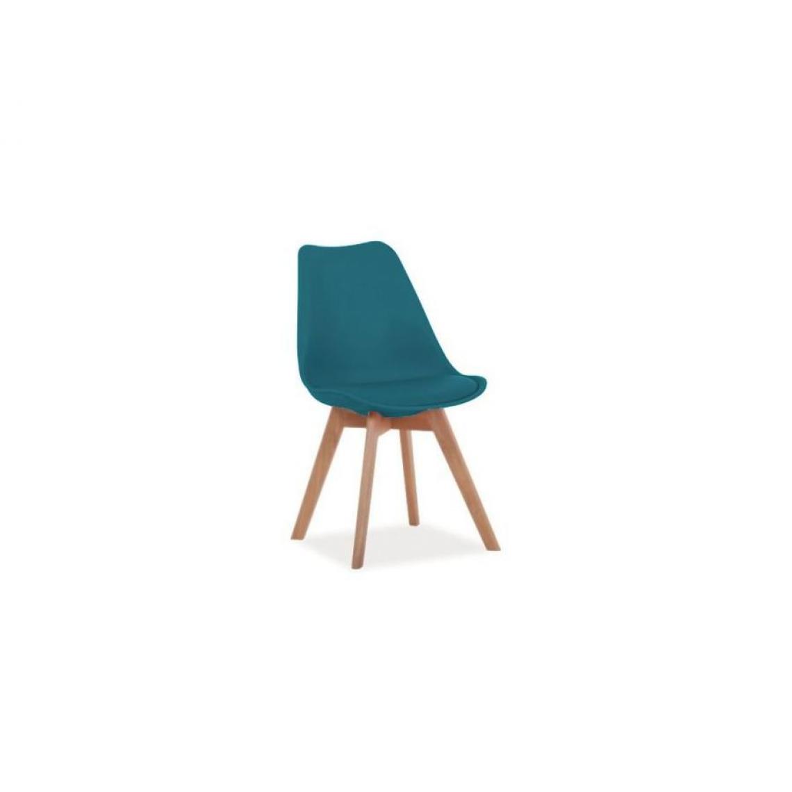 Hucoco - KRIL | Chaise style scandinave salle à manger salon bureau | 83x49x43 cm | PP + similicuir + bois | Chaise moderne - Bleu - Chaises