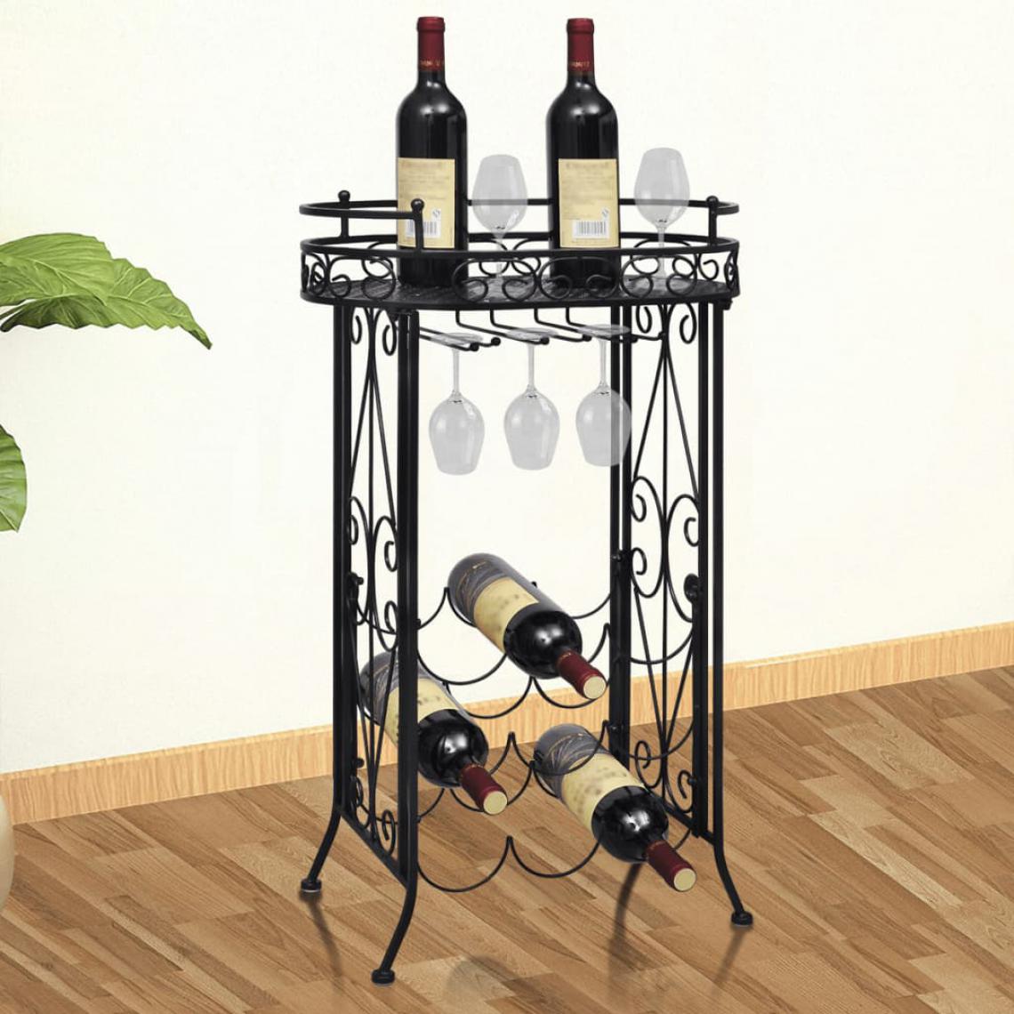 Icaverne - Joli Armoires et meubles de rangement reference Vilnius Casier à bouteilles avec porte-verre pour 9 bouteilles Métal - Etagères