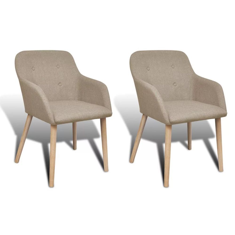 Vidaxl - Chaise de salle à manger 2 pcs avec cadre en chêne Tissu Beige - 241155 | Beige - Chaises