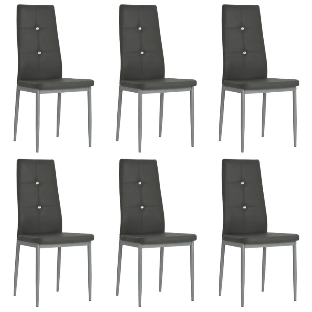 Vidaxl - Chaise de salle à manger 6pcs Cuir artificiel 43x43,5x96cm Gris - Meubles/Fauteuils/Chaises de cuisine et de salle à manger | Gris | Gris - Chaises