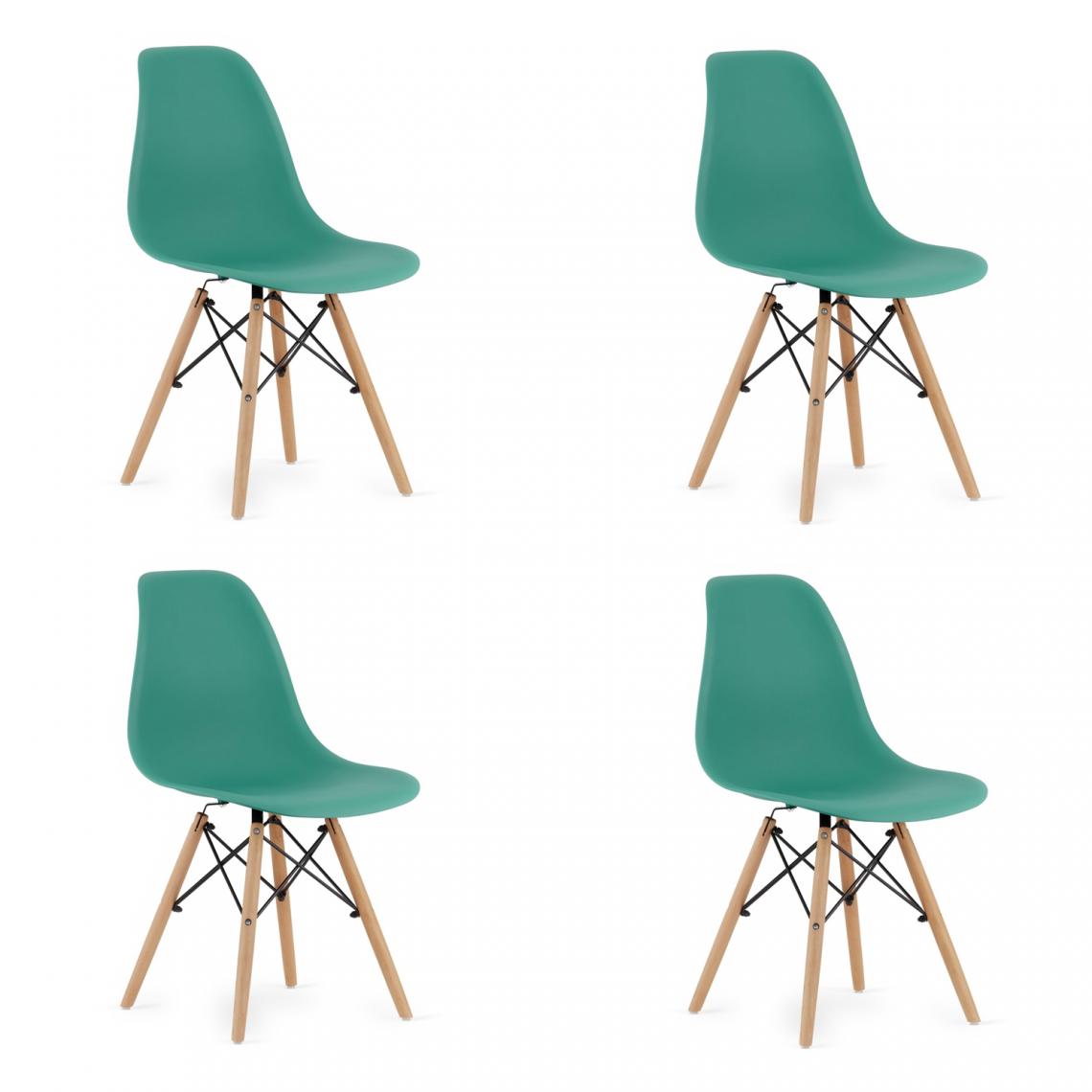 Hucoco - OSATA - Lot de 4 chaises en PP style moderne salon/cuisine - 81x54x46 cm - Chaise de salle à manger - Vert - Chaises
