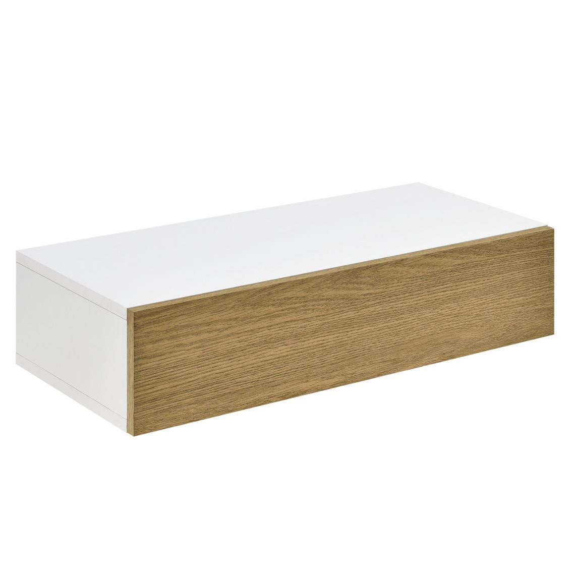 Helloshop26 - Étagère murale meuble de rangement avec comptoir 50 cm blanc beige 03_0001715 - Etagères