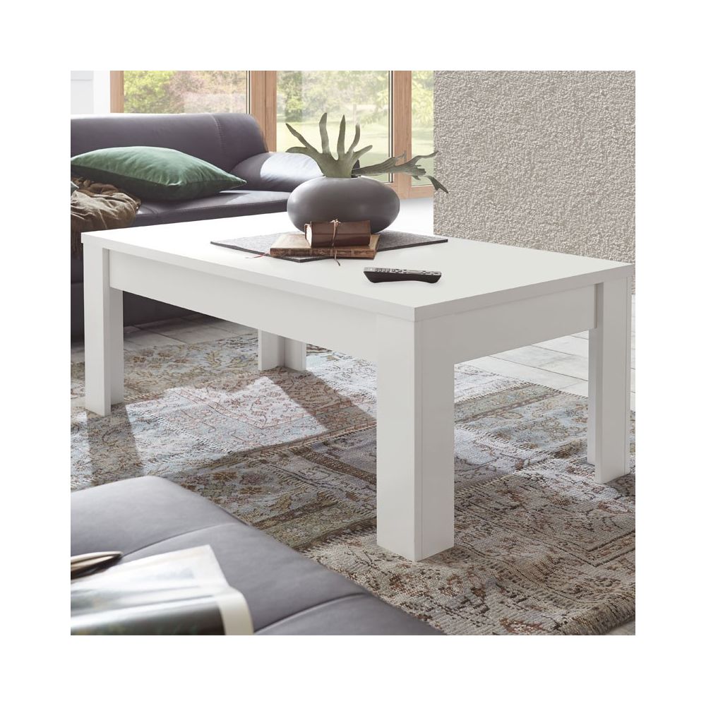 Tousmesmeubles - Table basse rectangulaire blanc mat - RIMINI - Tables basses
