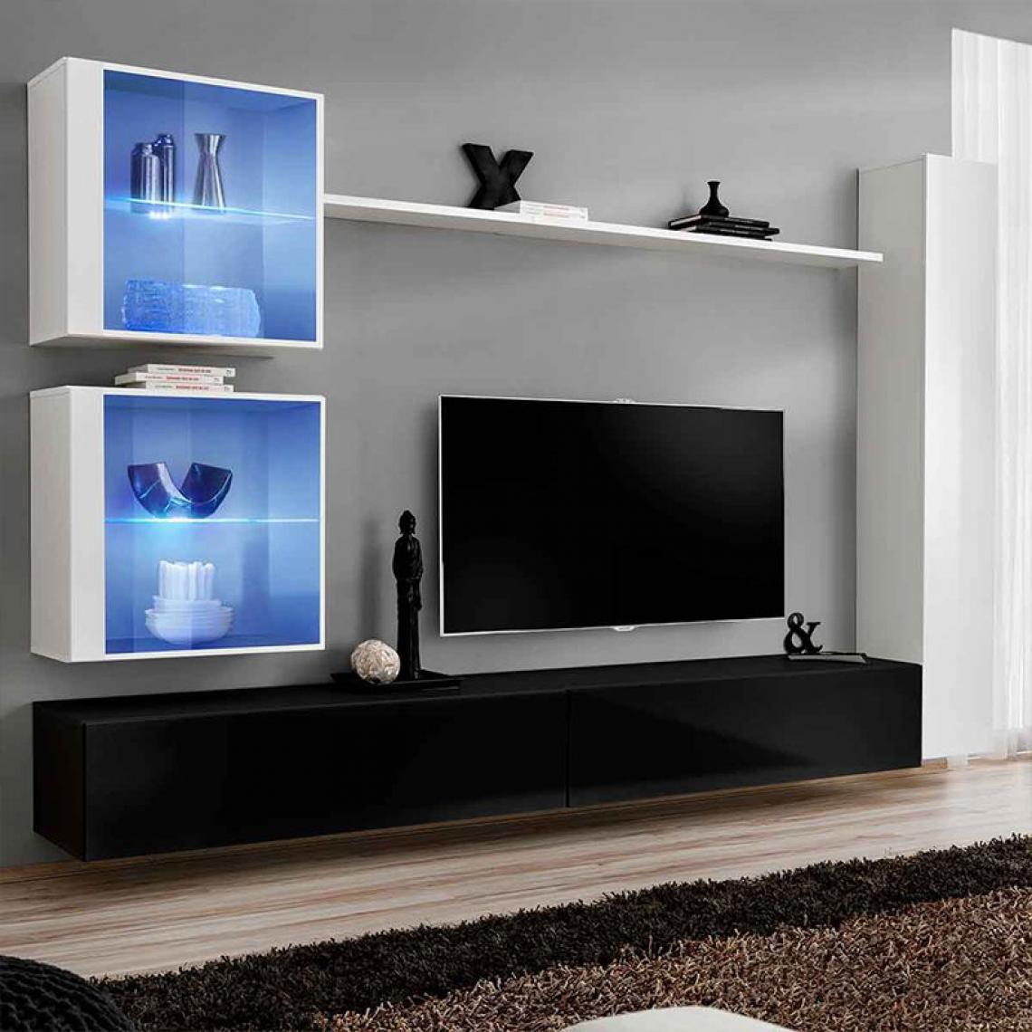 Ac-Deco - Meuble TV Mural Design Switch XVIII 280cm Noir & Blanc - Meubles TV, Hi-Fi