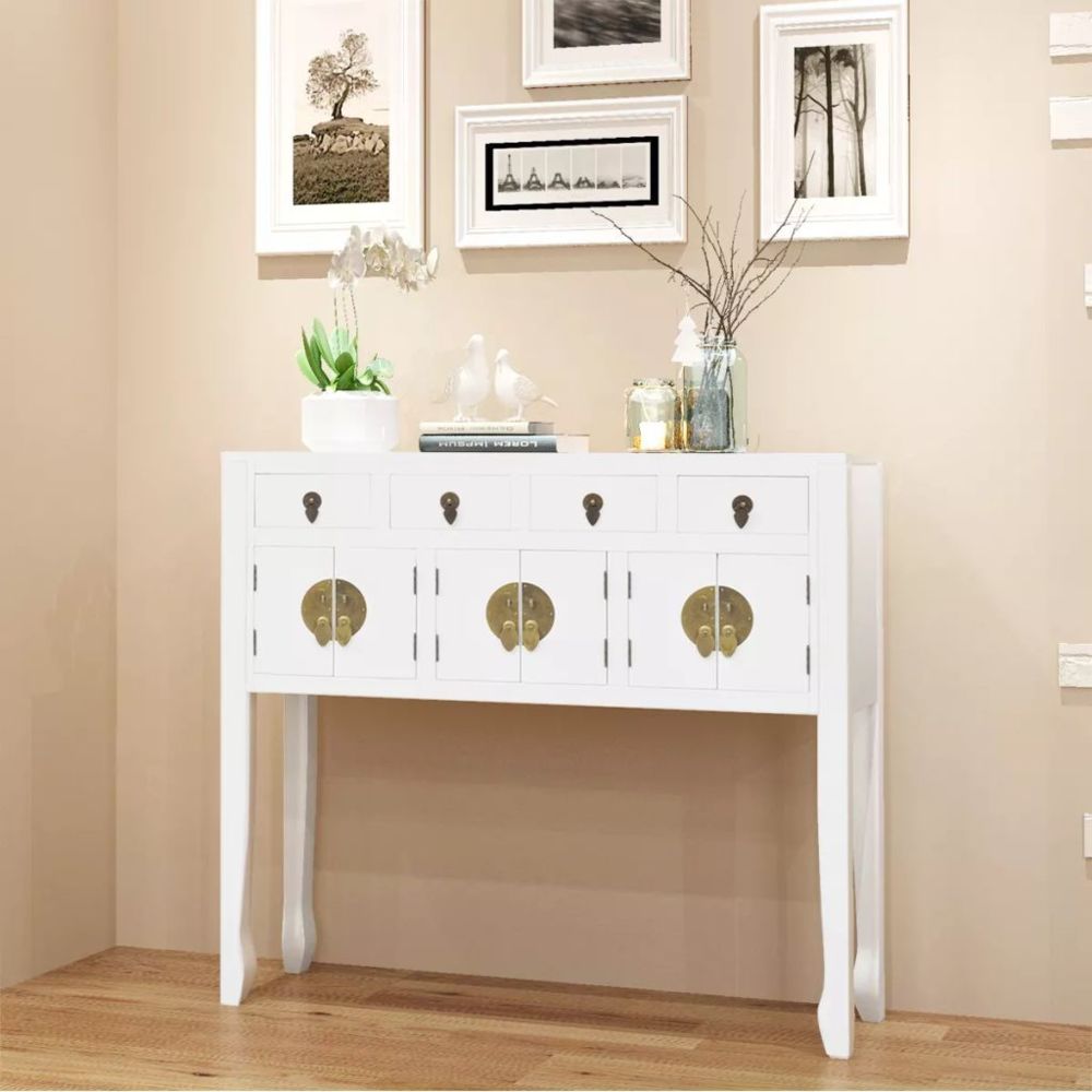 Uco - UCO Buffet en style chinois en bois massif Blanc - Consoles