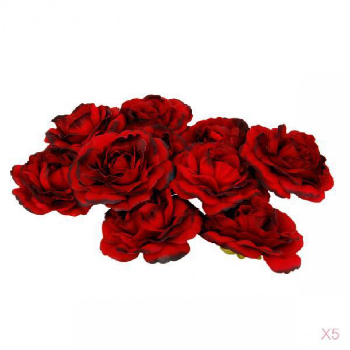 marque generique - 50x Têtes de fleurs de camélia artificiel soie rose maison mariage Decor vin rouge - Plantes et fleurs artificielles