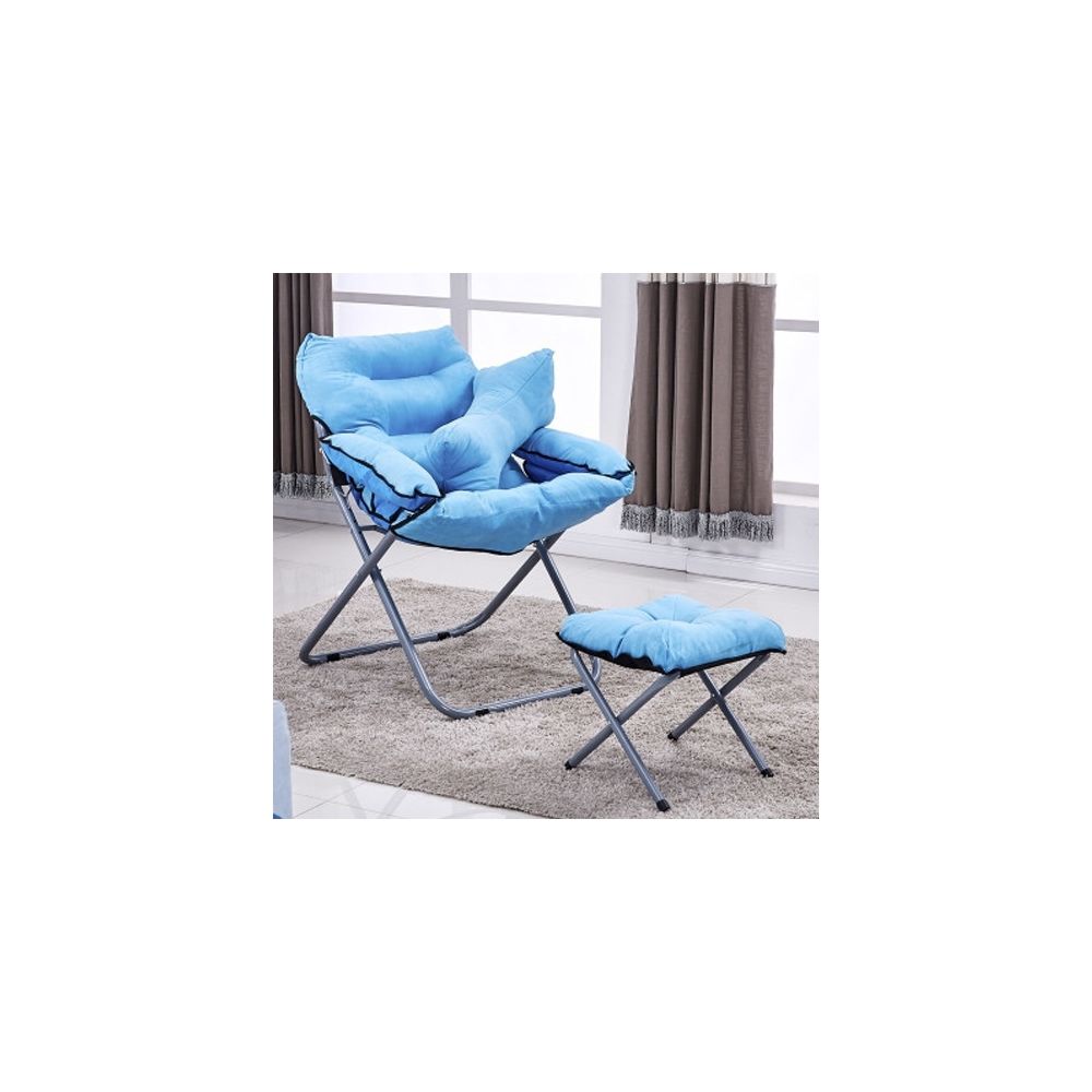 Wewoo - Salon créatif pliant paresseux canapé chaise simple longue tatami avec repose-pieds / oreiller bleu - Chaises