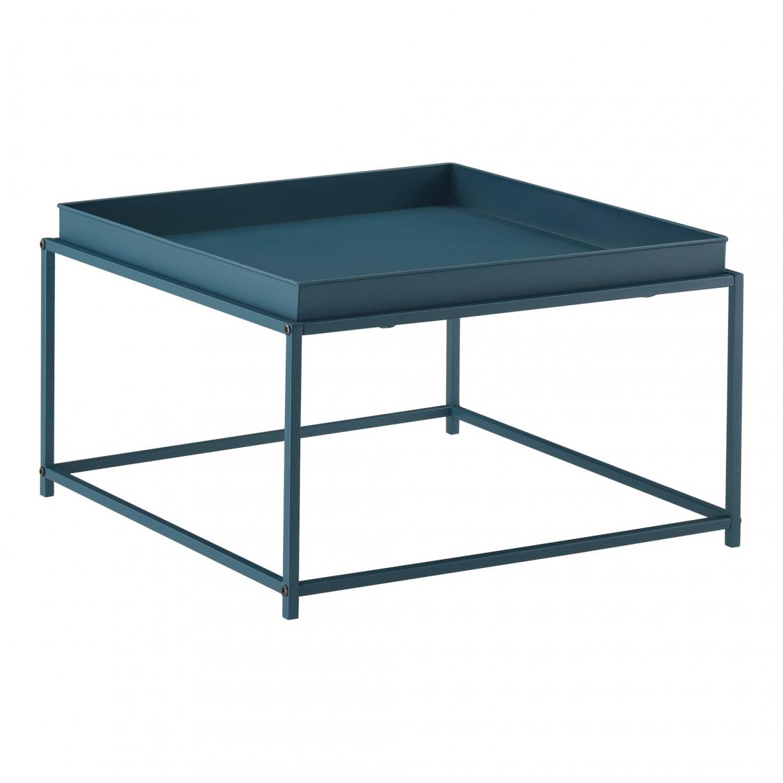 Helloshop26 - Table basse salon avec plateau amovible en métal 59 x 59 cm turquoise 03_0006131 - Tables basses
