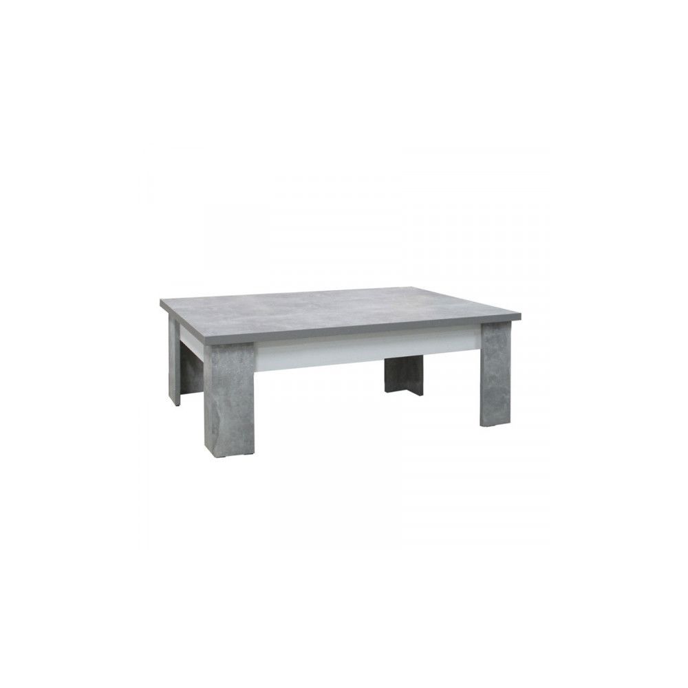 Dansmamaison - Table basse rectangulaire Blanc/Béton ciré - RODIO - L 135 x l 70 x H 45 cm - Tables basses