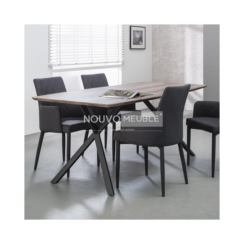 Nouvomeuble - Table à manger moderne couleur bois NINE - Tables à manger