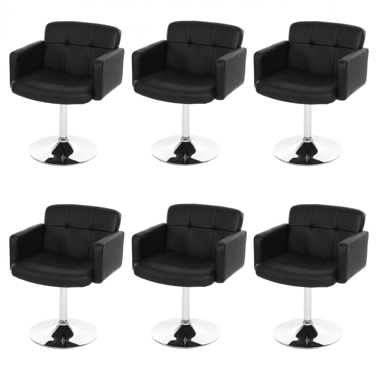 Mendler - Lot de 6 chaises de séjour Orlando, pivotant, similicuir, noir - Chaises