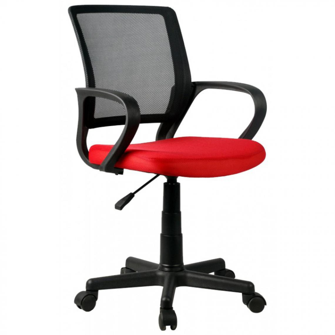 Hucoco - NOLIA | Chaise de bureau moderne pour enfant | Hauteur réglable 81-93 cm | Dossier ergonomique en maille micro - Rouge - Chaises