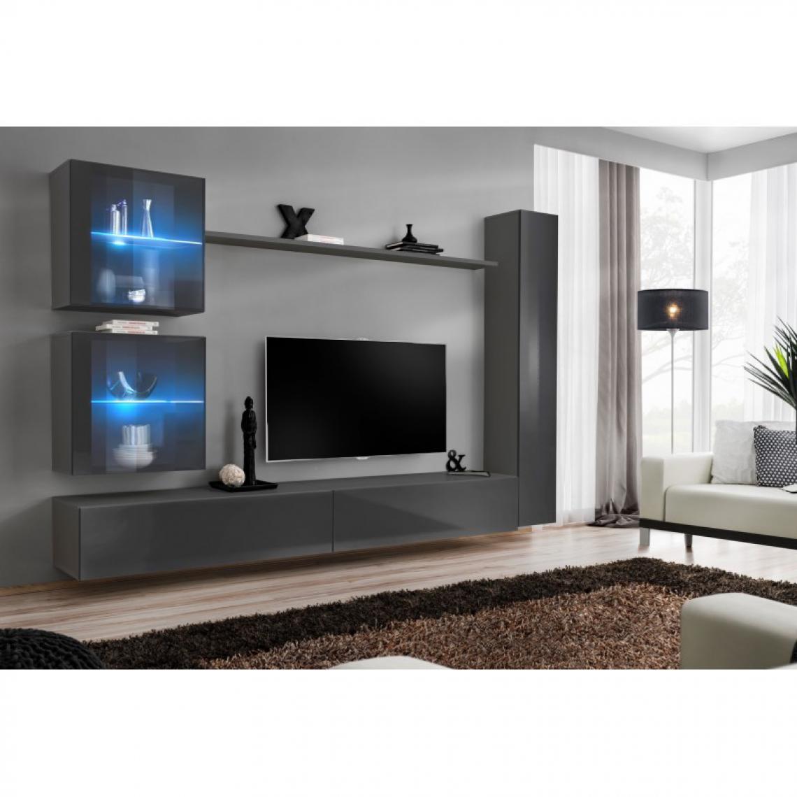 Ac-Deco - Meuble TV Mural Design Switch XVIII 280cm Gris - Meubles TV, Hi-Fi
