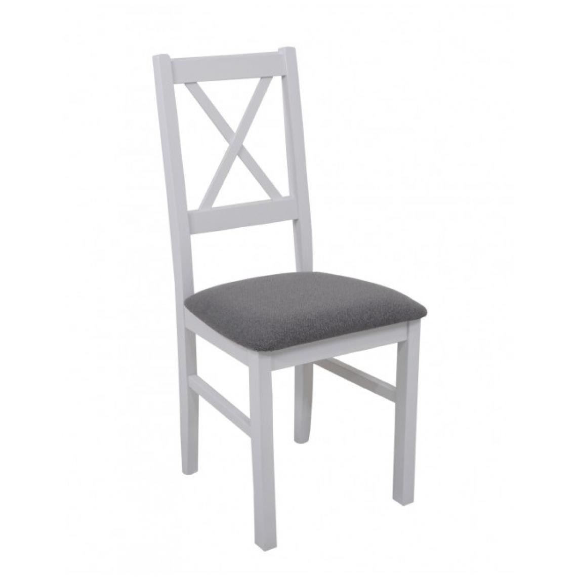 Hucoco - FIORI - Chaise en bois style classique salle à manger - 43x94x40 cm - Assise rembourrée - Blanc - Chaises
