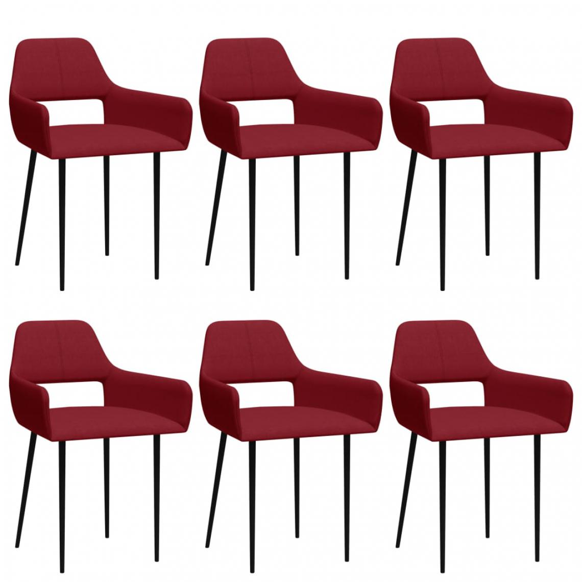 Icaverne - Moderne Fauteuils et chaises collection Bamako Chaises de salle à manger 6 pcs Rouge bordeaux Tissu - Chaises