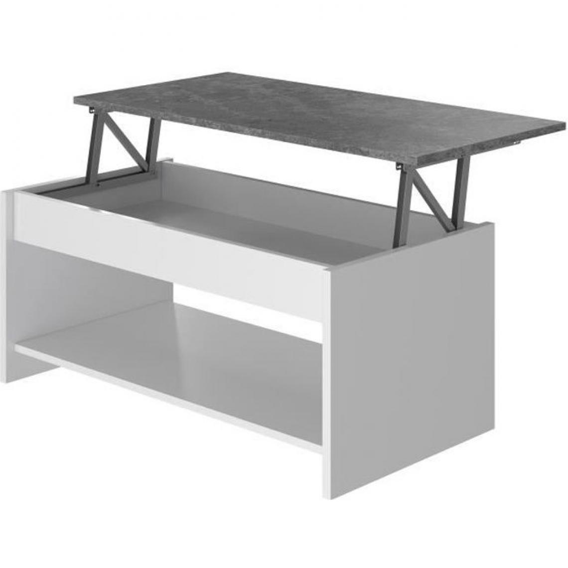 Cstore - HAPPY - table basse relevable - blanc et gris - l 100 cm - Tables basses