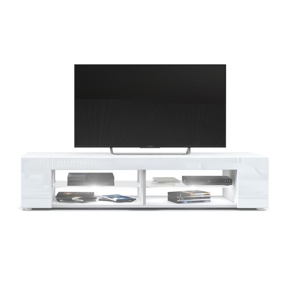 Mpc - Meuble Tv blanc mat Façades en blanc laquées led Blanc - Meubles TV, Hi-Fi