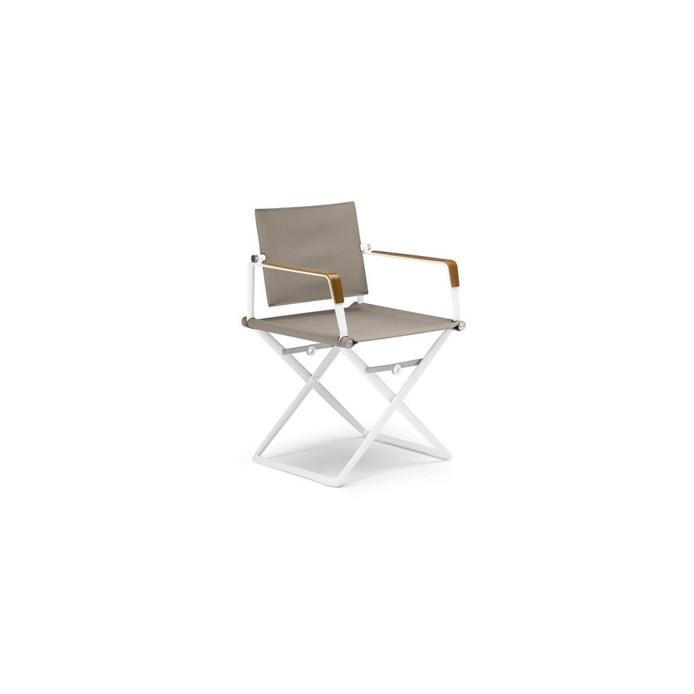 Dedon - Chaise avec accoudoirs SeaX - avec décor bois - blanc - sail taupe - Chaises