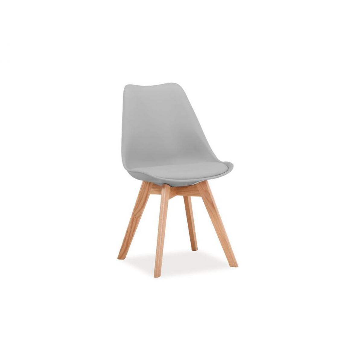 Hucoco - KRIL | Chaise style scandinave salle à manger salon bureau | 83x49x43cm | PP + similicuir + bois | Chaise moderne - Gris - Chaises