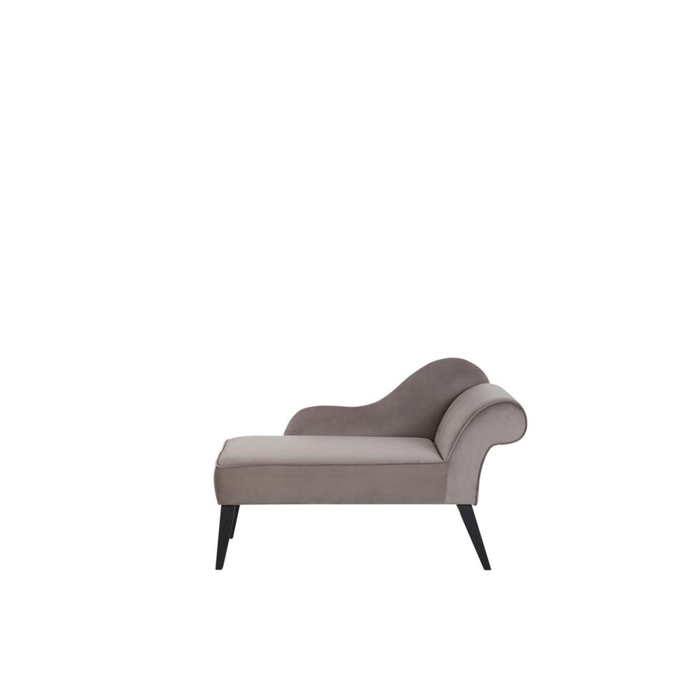 Beliani - Beliani Mini chaise longue en velours taupe côté droit BIARRITZ - gris et marron - Chaises
