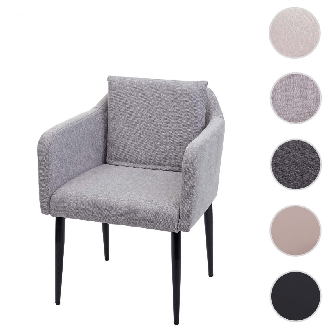 Mendler - Chaise de salle à manger HWC-H93, chaise de cuisine chaise longue ~ tissu/textile gris clair - Chaises
