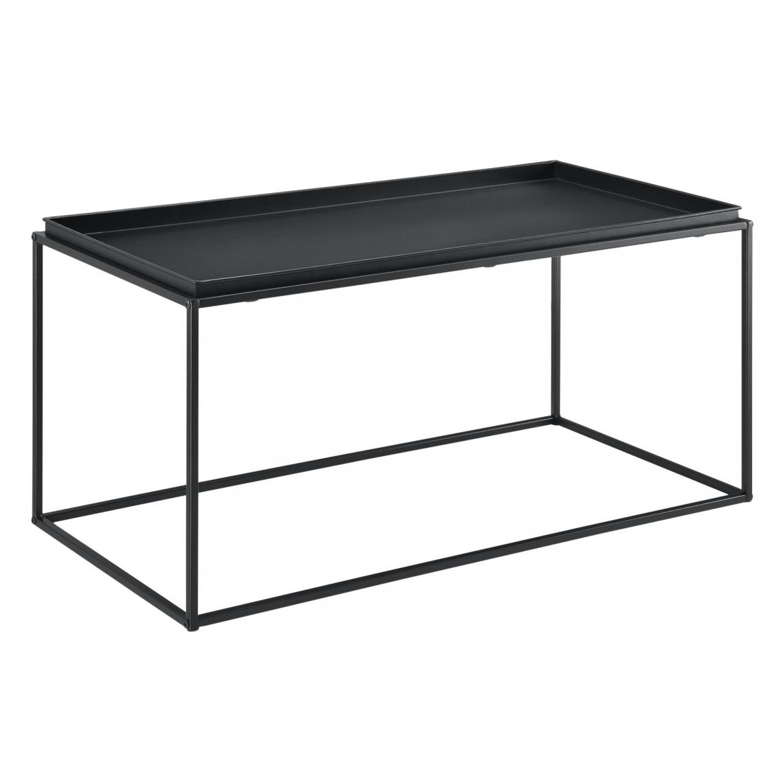 Helloshop26 - Table basse à plateau large en métal 100 cm noir mat 03_0006129 - Tables basses