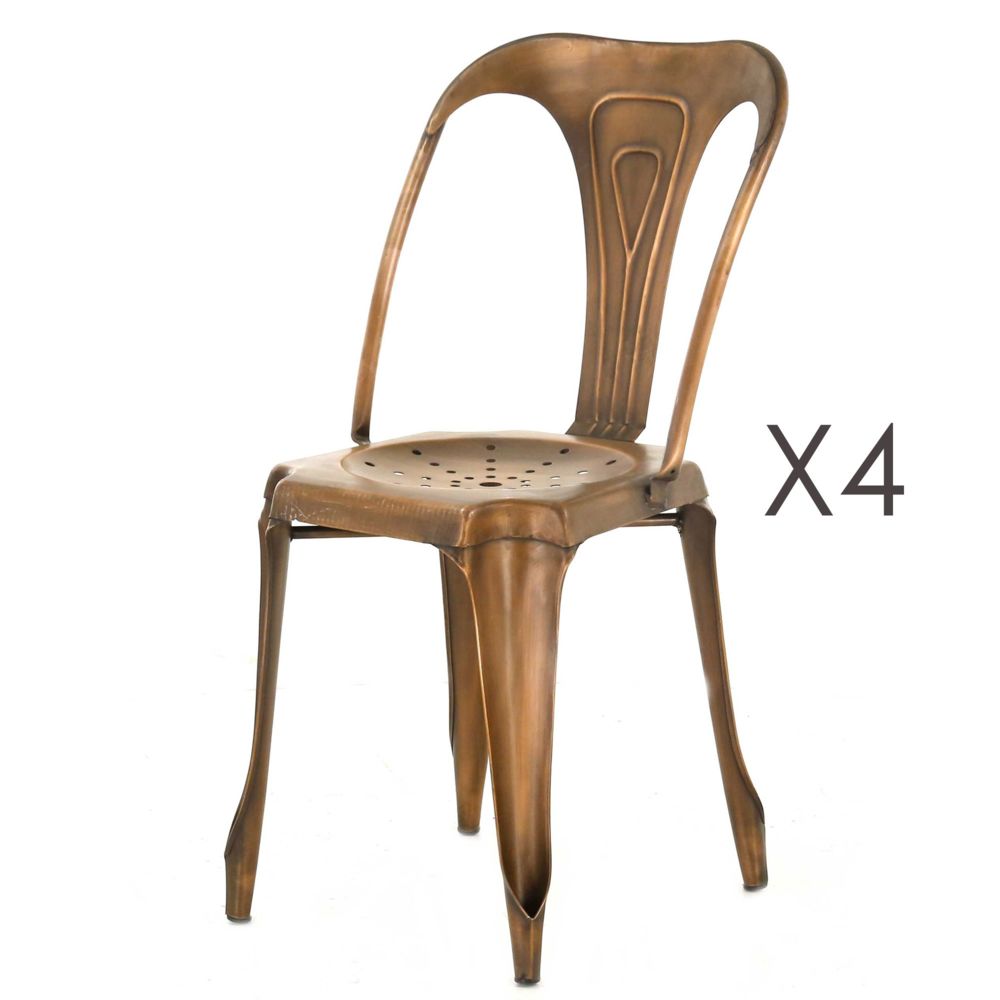 marque generique - Lot de 4 chaises cuivrées marron - TALY - Chaises