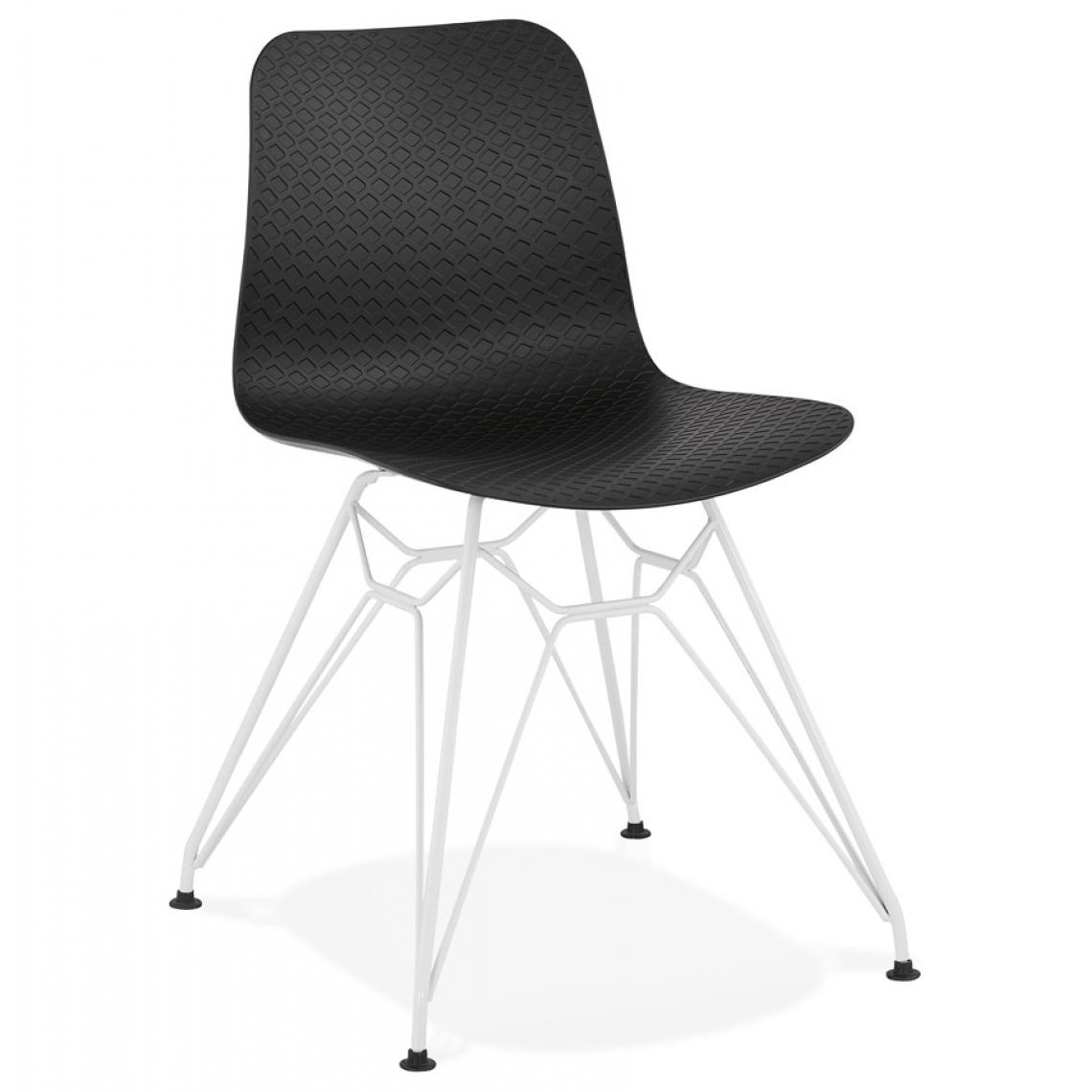 Alterego - Chaise moderne 'GAUDY' noire avec pied en métal blanc - Chaises