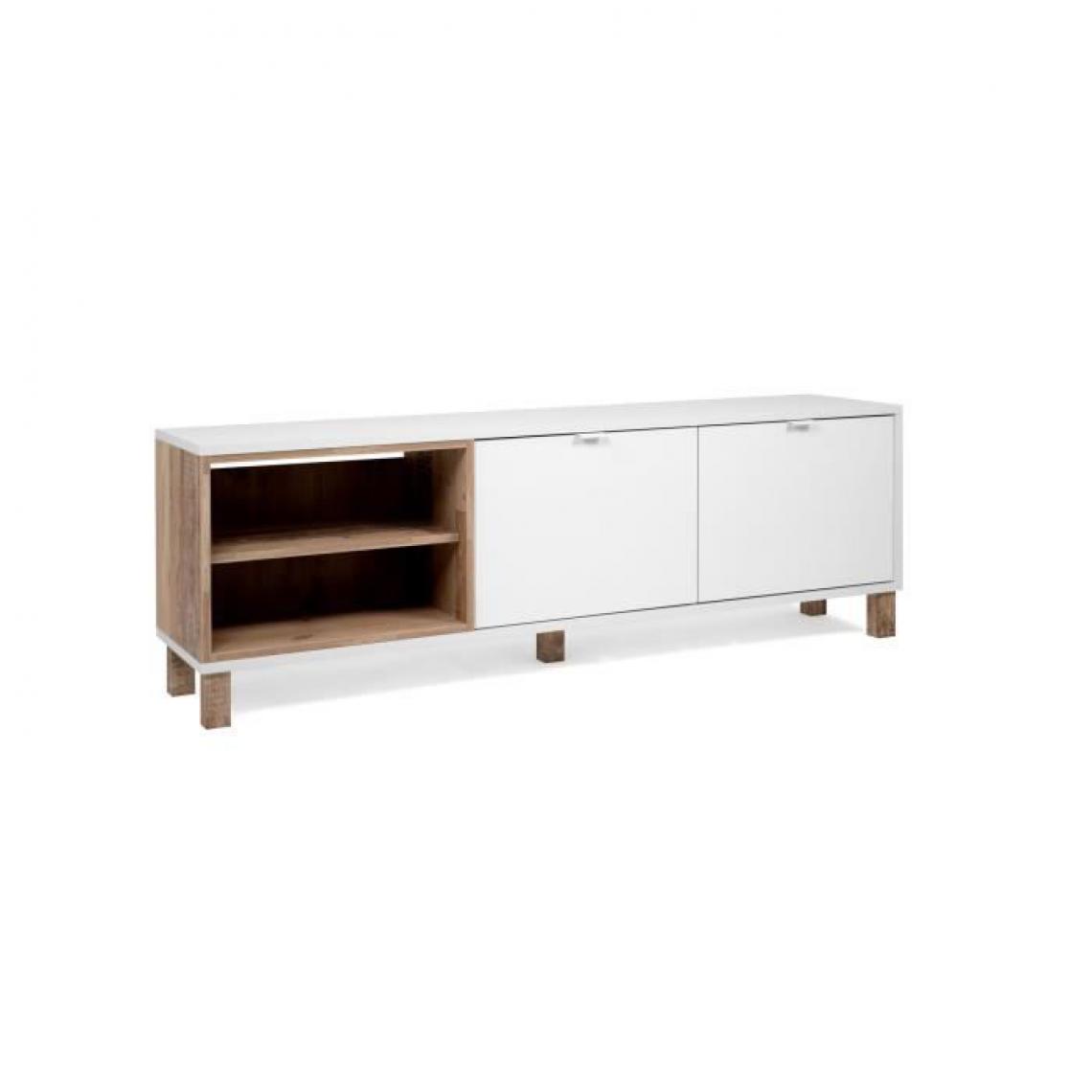 Cstore - CSTORE - meuble tv 2 portes - blanc - l 150xp 35xh 50 cm - menorca - Meubles TV, Hi-Fi