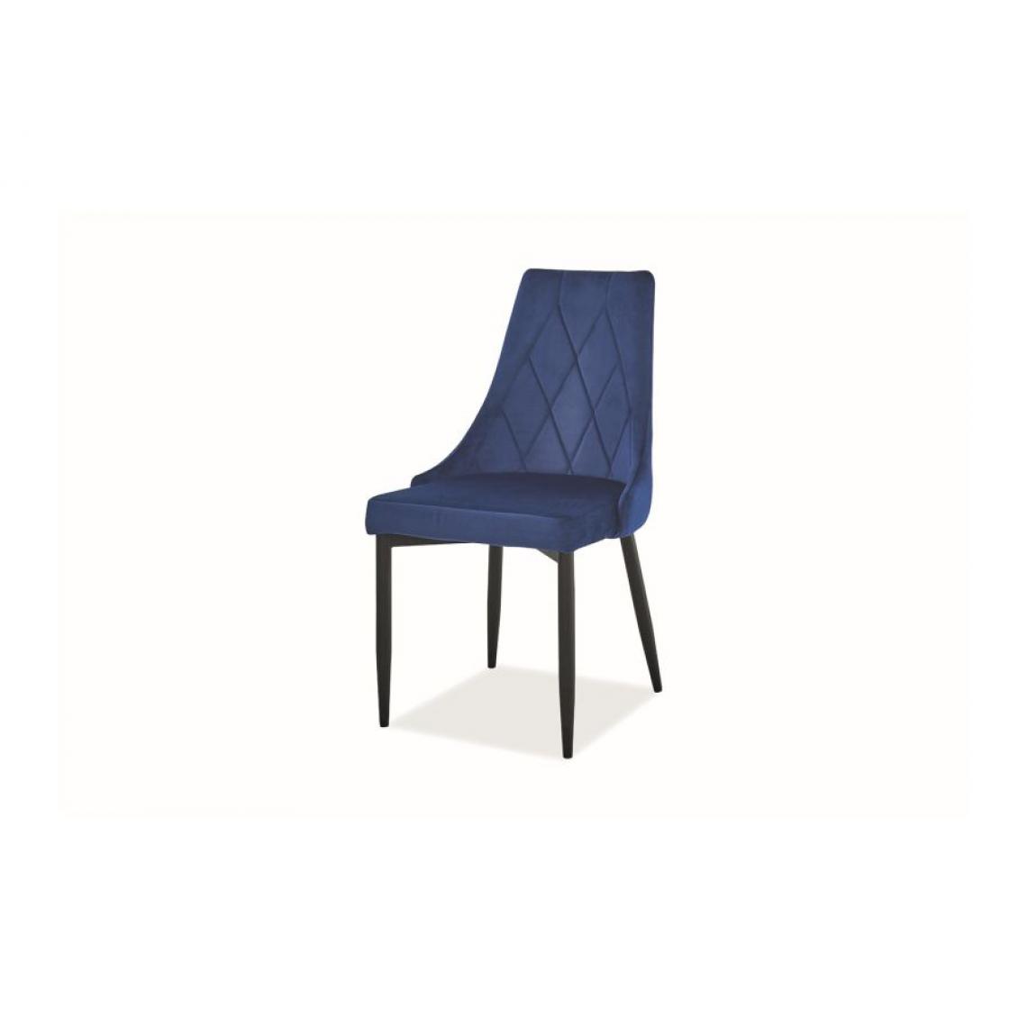 Hucoco - TRIY | Chaise élégante pour le salon et la salle à manger | 88x46x46 cm | Rembourrée en tissu velours | Pieds en métal - Bleu - Chaises