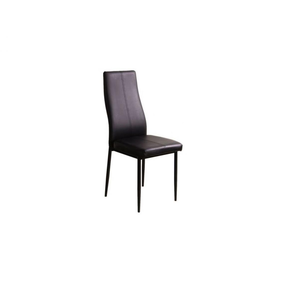 Hucoco - ZELLA | Chaise rembourrée en métal | Dimensions 98x37x42 cm | Cuir écologique | Style contemporain | Pour salle à manger, salon - Noir - Chaises