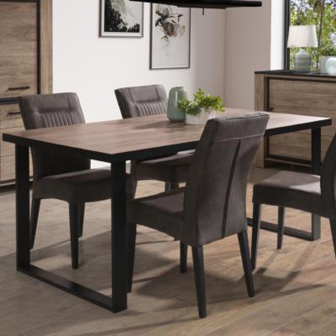 Nouvomeuble - Table 180 cm couleur bois et noir moderne OLIVIA - Tables à manger