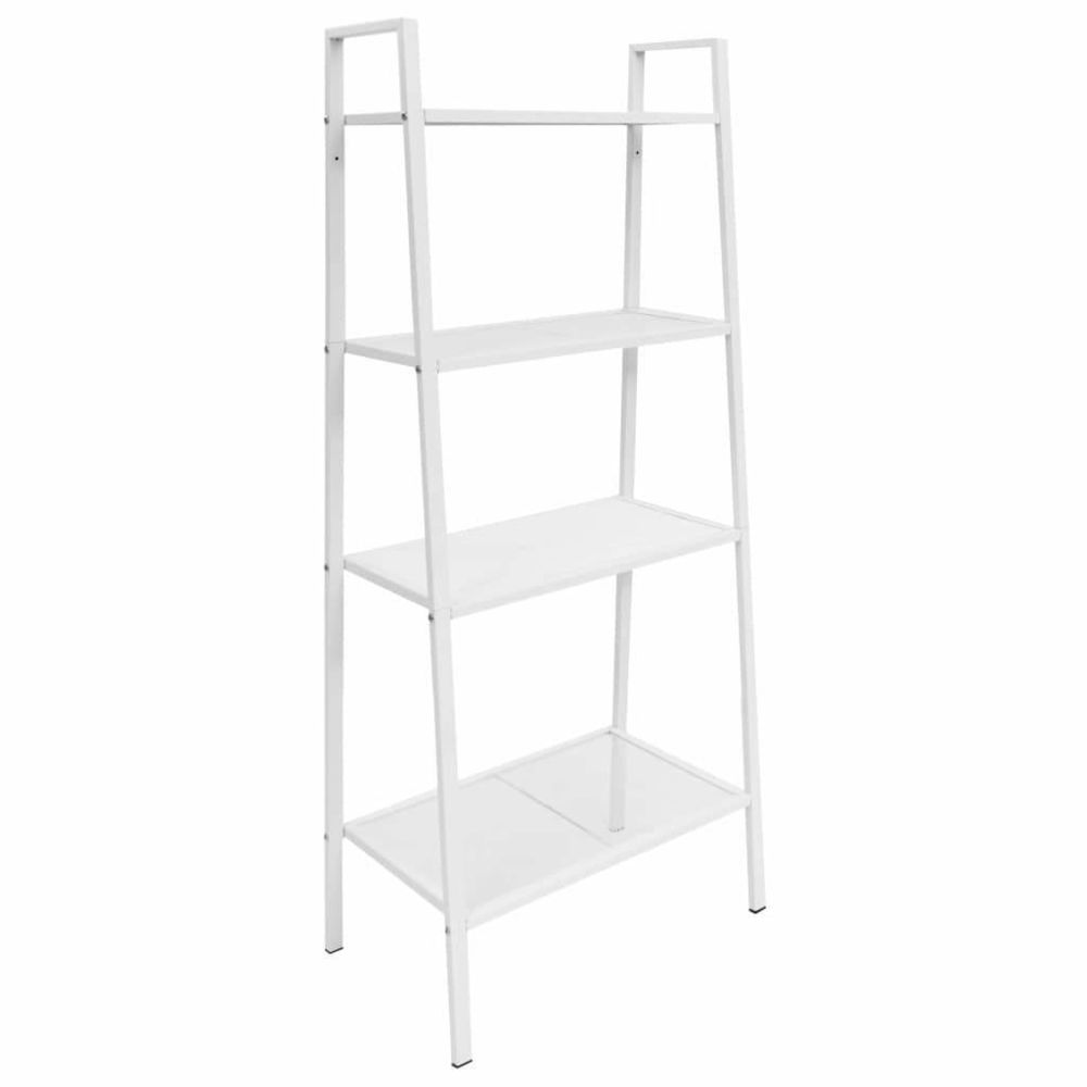 Helloshop26 - Étagère armoire meuble design bibliothèque échelle 4 niveaux métal blanc 2702039/2 - Etagères