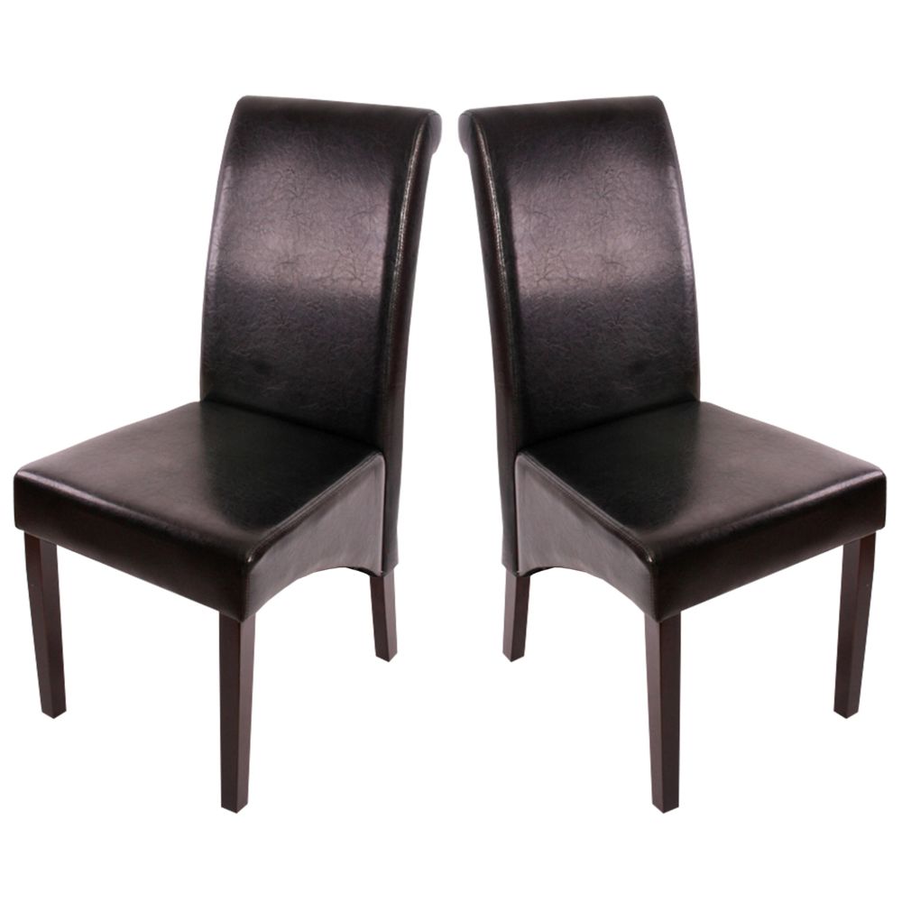 Mendler - 2x chaise de séjour M37, cuir reconstitué, noir/pieds foncés - Chaises
