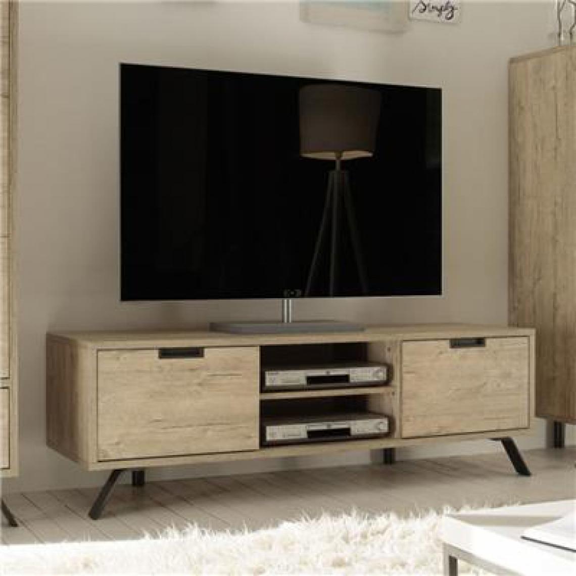 Nouvomeuble - Petit meuble tv moderne couleur bois clair JACE - Meubles TV, Hi-Fi