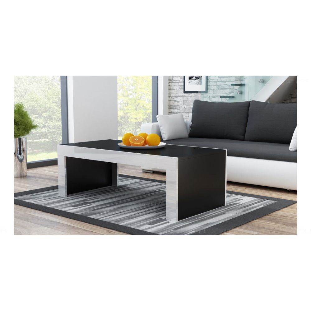 Dusine - Grande table basse Spider Noir mat avec bordures blanc laquées - Tables basses