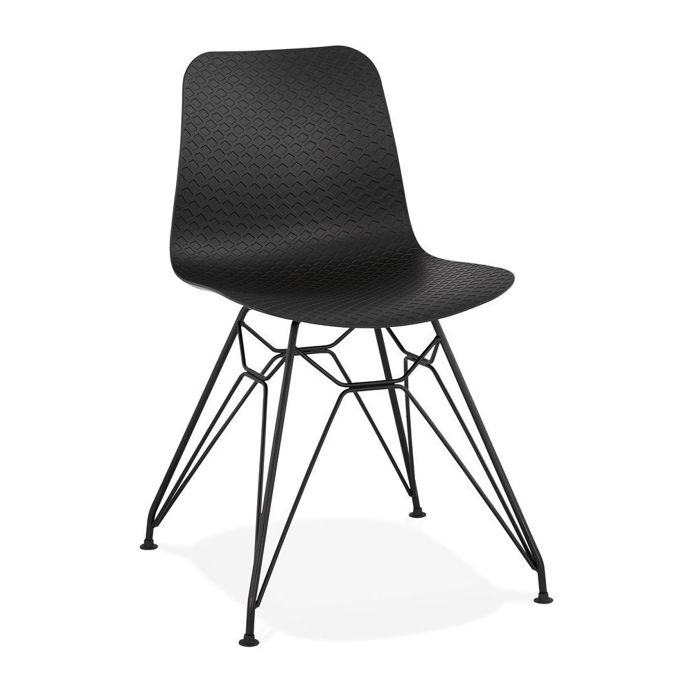 Alterego - Chaise design 'GAUDY' noire style industriel avec pied en métal noir - Chaises