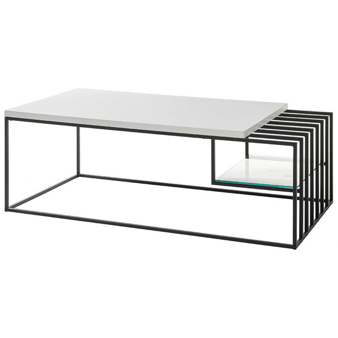 Pegane - Table basse en métal coloris blanc mat / noir - L.120 x H.40 x P.60 cm - Tables basses
