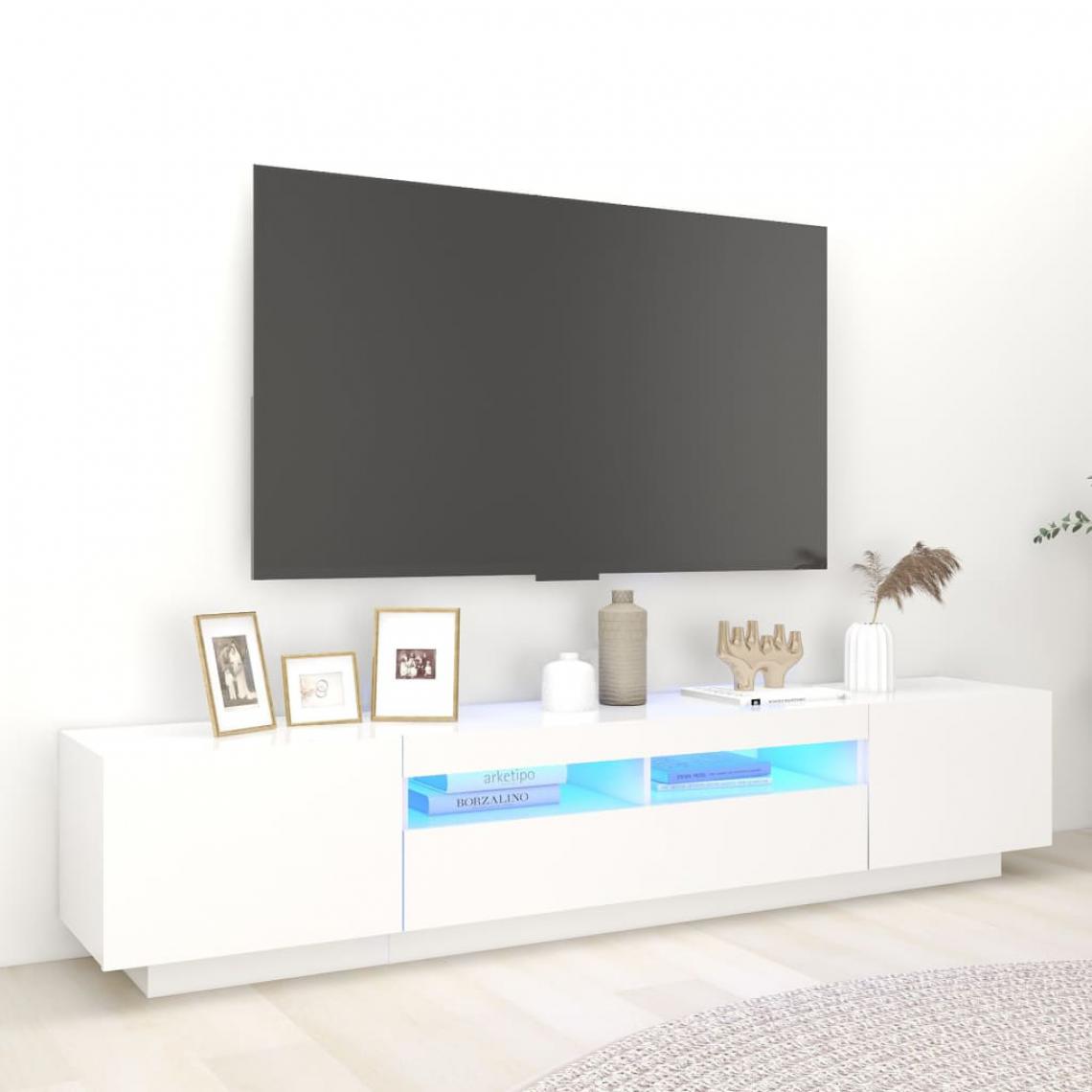 Vidaxl - vidaXL Meuble TV avec lumières LED Blanc 200x35x40 cm - Meubles TV, Hi-Fi