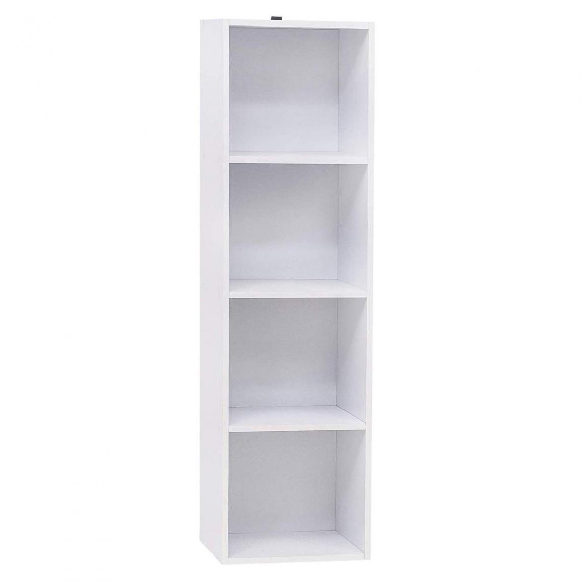Helloshop26 - Bibliothèque en bois 4 cubes étagères de bureau 106 cm blanc 19_0000388 - Etagères
